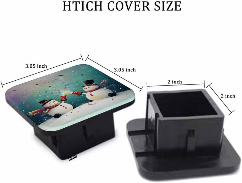 Beabes Snowman Trailer Hitch Plug Cover Funny Snowman Christmas Cracker Rubber Receiver Hitch Cover Protects Hitch Tube Tow Hitch Accessories for 2 Inch Receivers - Image 2